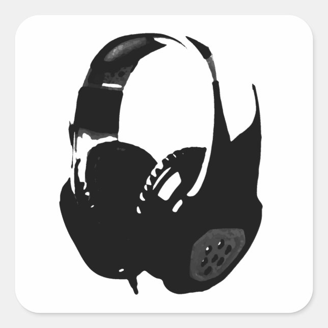 Adesivo Quadrado Fone de ouvido pop Art (Frente)
