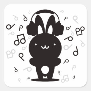 Adesivo Quadrado Fones de ouvido_coelhos