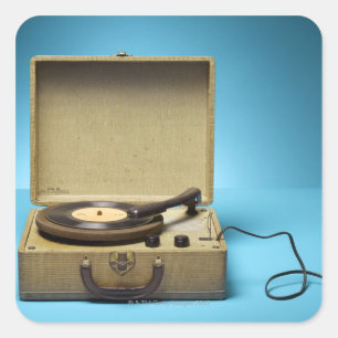 Adesivo Quadrado Fonógrafo do vintage