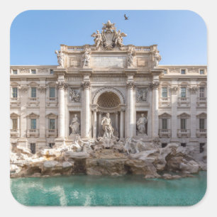 Adesivo Quadrado Fontana de Trevi ao início da manhã - Roma, Itália