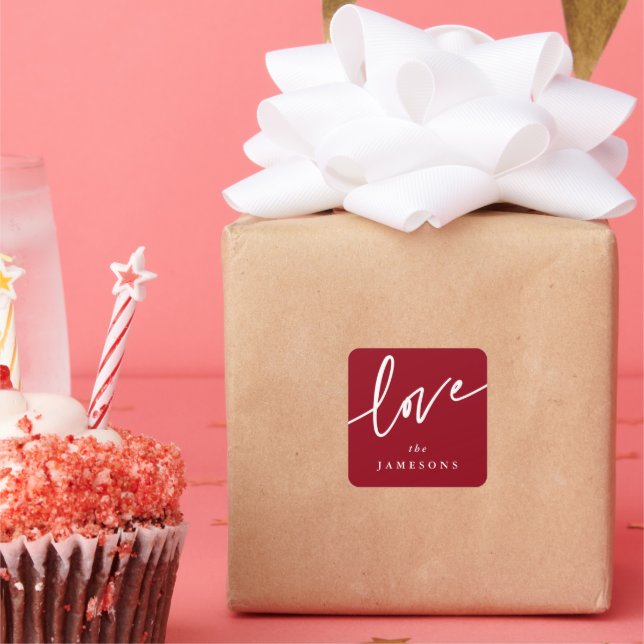 Adesivo Quadrado Fonte de letra 'Amor' Vermelha + Branca Personaliz (Festa)