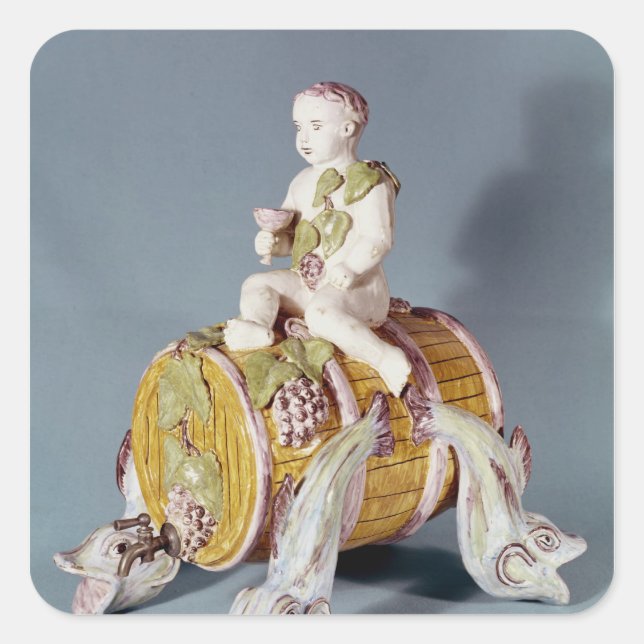 Adesivo Quadrado Fonte de vinho na forma (Frente)