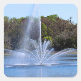 Adesivo Quadrado Fonte Em Um Lago