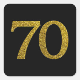 Adesivo Quadrado Fonte Largura do Número 70 da Glitter Dourada
