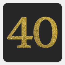 Adesivo Quadrado Fonte Largura Dourada Número 40