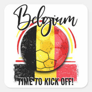 Adesivo Quadrado Football Belgium Flag, belga