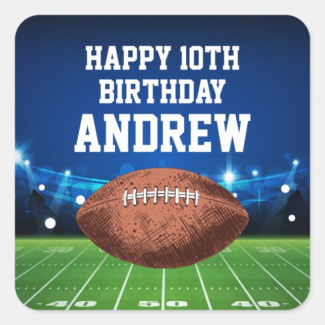 Adesivo Quadrado Football Sports Happy Birthday Stickers (Frente)