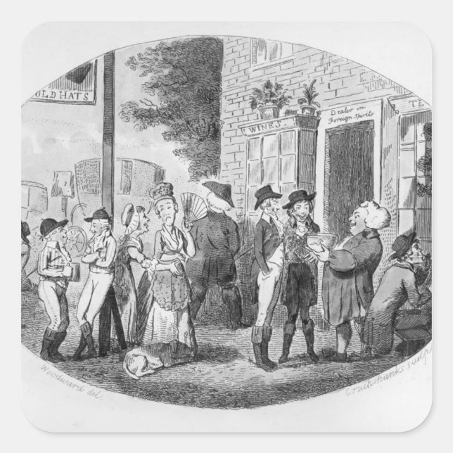 Adesivo Quadrado Fora do velho tapete de chapéus (Frente)