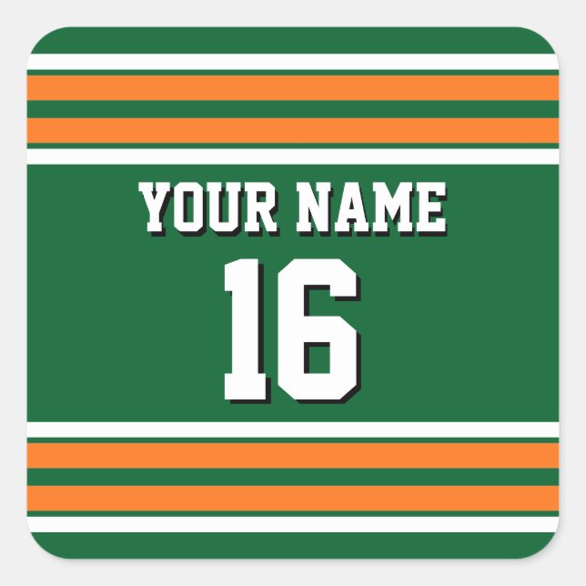 Adesivo Quadrado Forest Green com Equipe Laranja White Stripes Jers (Frente)