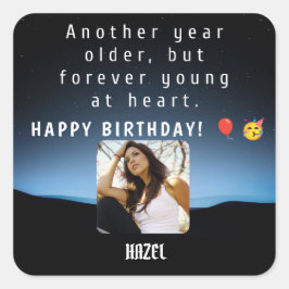 Adesivo Quadrado Forever Young: Clássico Vinheta Quadrado de Aniver