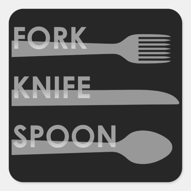 Adesivo Quadrado Fork Knife Spoon (Frente)