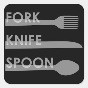 Adesivo Quadrado Fork Knife Spoon