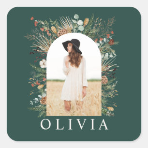 Adesivo Quadrado Formando arch foto botânica verde