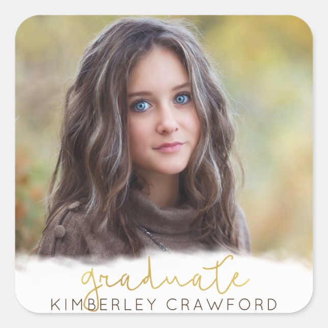 Adesivo Quadrado Formando de Script Manuscrito Dourado (Frente)