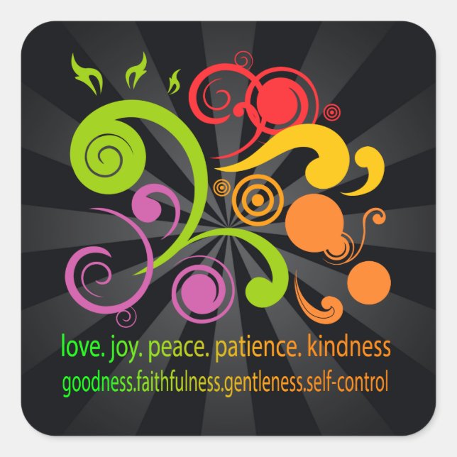 Adesivo Quadrado Formas coloridas, fruta do espírito (Frente)