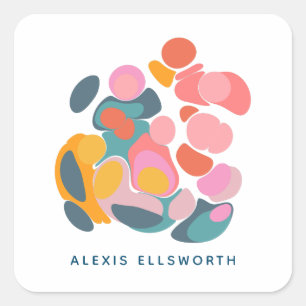 Adesivo Quadrado Formas de Abstrato com cores brilhantes personaliz