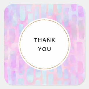 Adesivo Quadrado Formas de Retângulo Azul a Cor-de-Rosa Obrigado