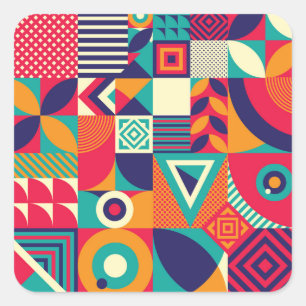 Adesivo Quadrado formas geométricas de pop abstrato, padrão sem sol