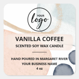 Adesivo Quadrado Formas únicas Rótulos de logotipo de velas de so