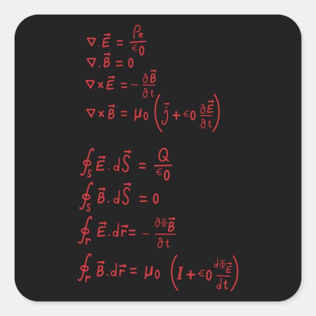 Adesivo Quadrado Fórmula de Física (Frente)