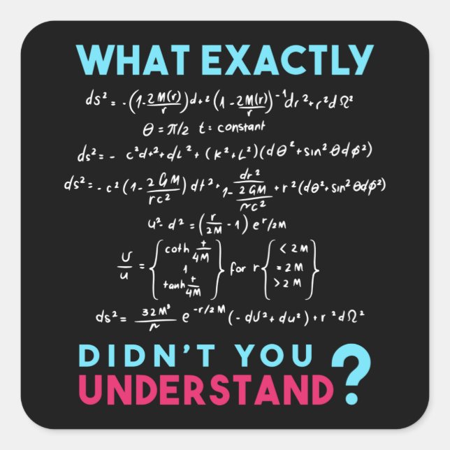 Adesivo Quadrado Fórmula de Física Piada Engraçada Matemática (Frente)