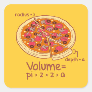 Adesivo Quadrado Fórmula matemática = Pi*z*z*a do volume da pizza