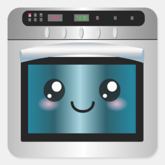 Adesivo Quadrado Forno Kawaii Bonito - Presentes de Chef e Baker