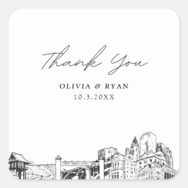 Adesivo Quadrado Fort Worth Wedding Landmarks Favor Obrigado