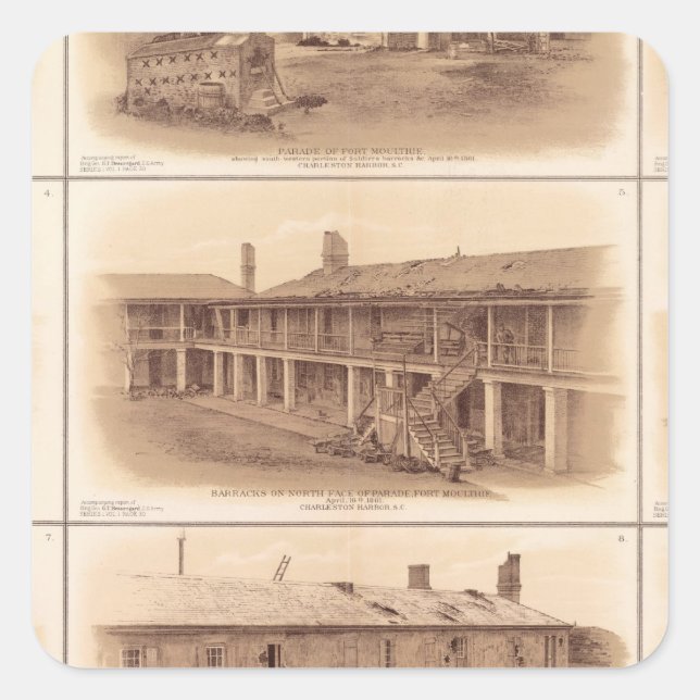 Adesivo Quadrado Forts Sumter & Moultrie (Frente)