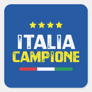 Adesivo Quadrado Forza Azzurri Italia Campione