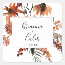 Adesivo Quadrado Fósseis de Envelope Boho Botânico Floral