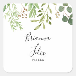 Adesivo Quadrado Fósseis de Envelope Floral Simples Eucalyptus