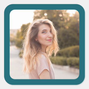 Adesivo Quadrado Foto da Borda do Teal Escuro