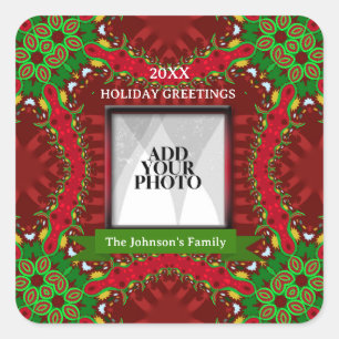 Adesivo Quadrado Foto da família de feriados felizes