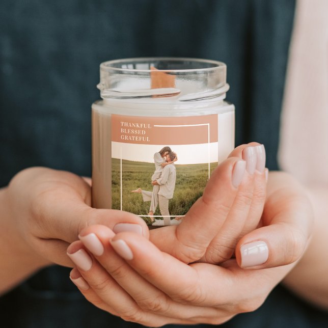 Adesivo Quadrado Foto da Família Moderna | Agradecido Abençoado Gra (Criador carregado)