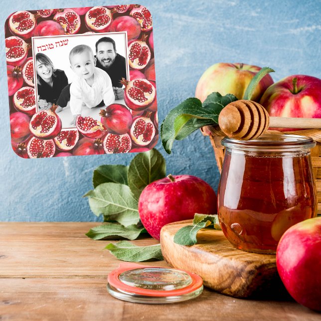Adesivo Quadrado Foto da família Pomegranate Rosh Hashanah Stickers (Criador carregado)