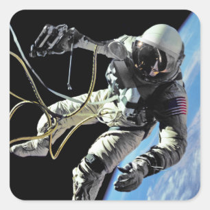Adesivo Quadrado Foto da primeira caminhada espacial do astronauta
