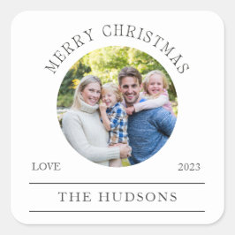 Adesivo Quadrado Foto da Ronda de Natal Branca Moderna