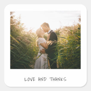 Adesivo Quadrado Foto de Amor e Gratidão Casamento Minimalista Simp