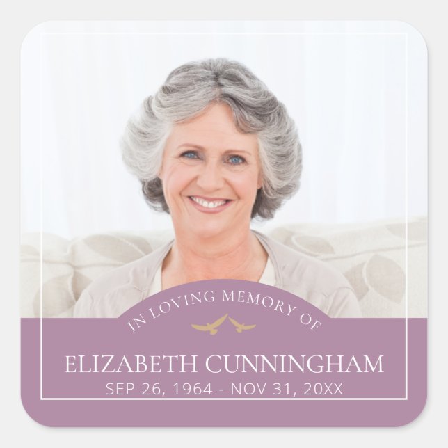 Adesivo Quadrado Foto de Aves Clássicas do Memorial Funeral (Frente)