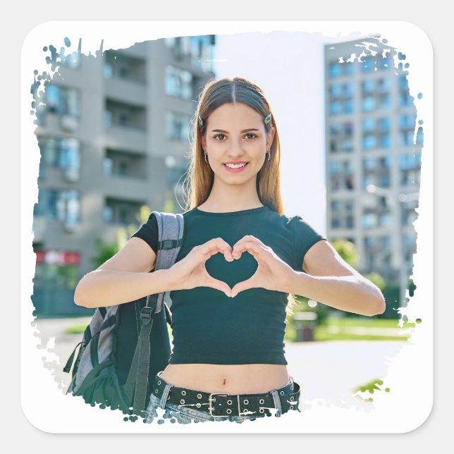 Adesivo Quadrado Foto de Borda Grunge Moderna (Frente)