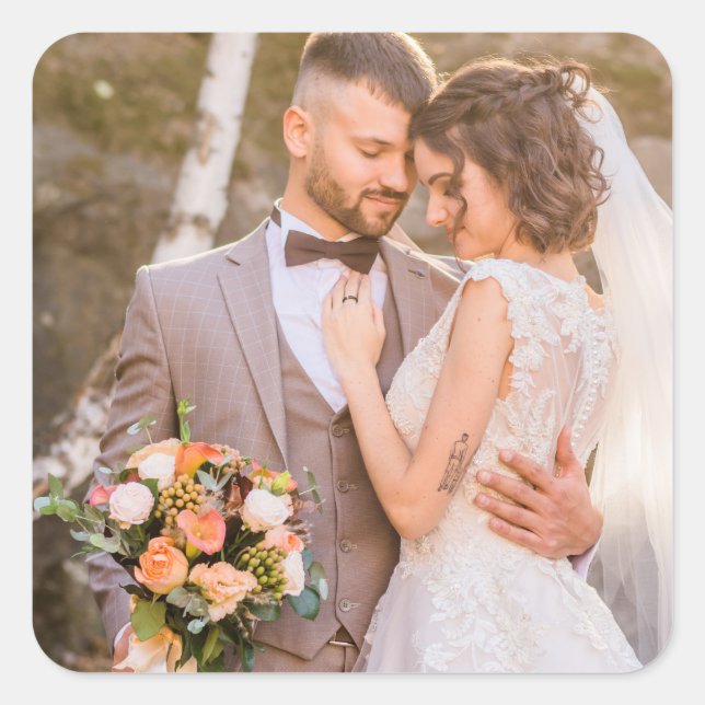 Adesivo Quadrado Foto de casal personalizada (Frente)