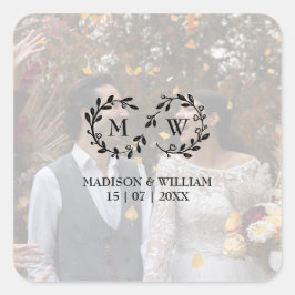 Adesivo Quadrado Foto De Casamento Branco E Preto Moderno