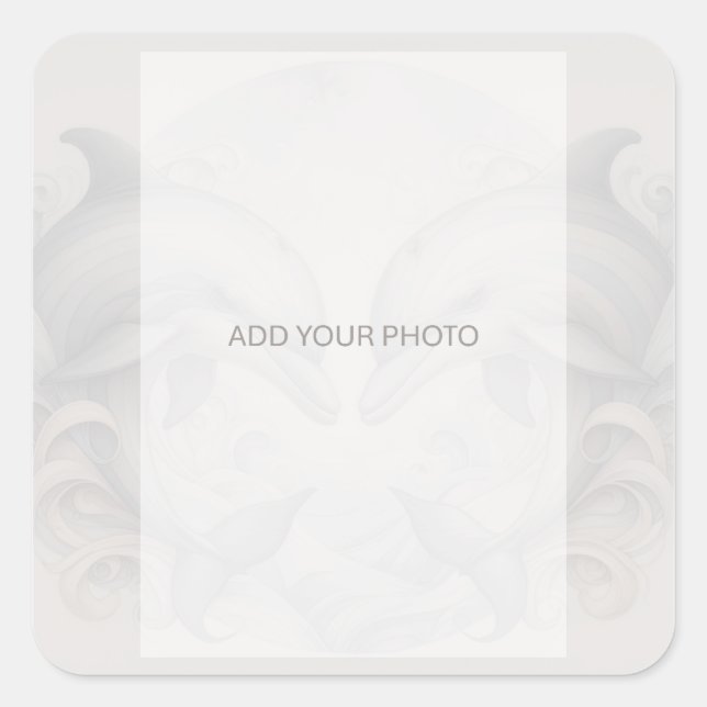 Adesivo Quadrado Foto de Casamento de Golfinhos (Frente)