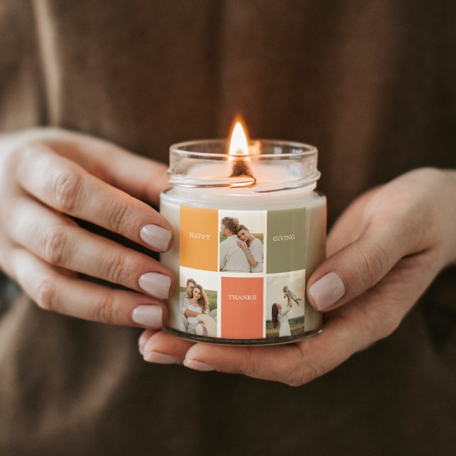 Adesivo Quadrado Foto de Colagem da Família Moderna | Ação de Graça (Criador carregado)