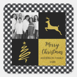 Adesivo Quadrado Foto de Feriado Dourado da Xadrez de Buffalo em Pr