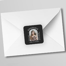 Adesivo Quadrado Foto de formando simples minimalista de classe de