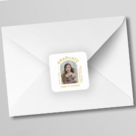 Adesivo Quadrado Foto de formando simples minimalista de classe de