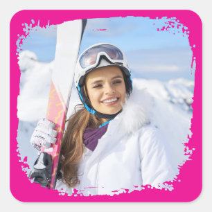 Adesivo Quadrado Foto de Limite de Grunge Moderno Rosa-Quente