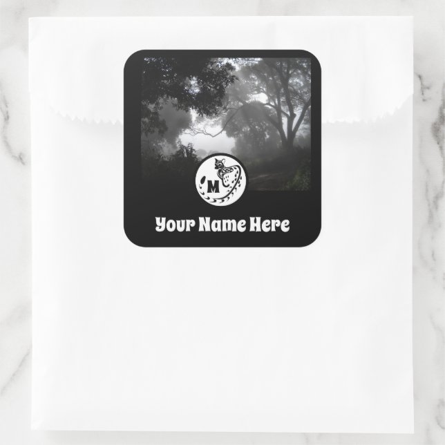 Adesivo Quadrado Foto de Monograma de Silhueta Geneta Grande (Bolsa)